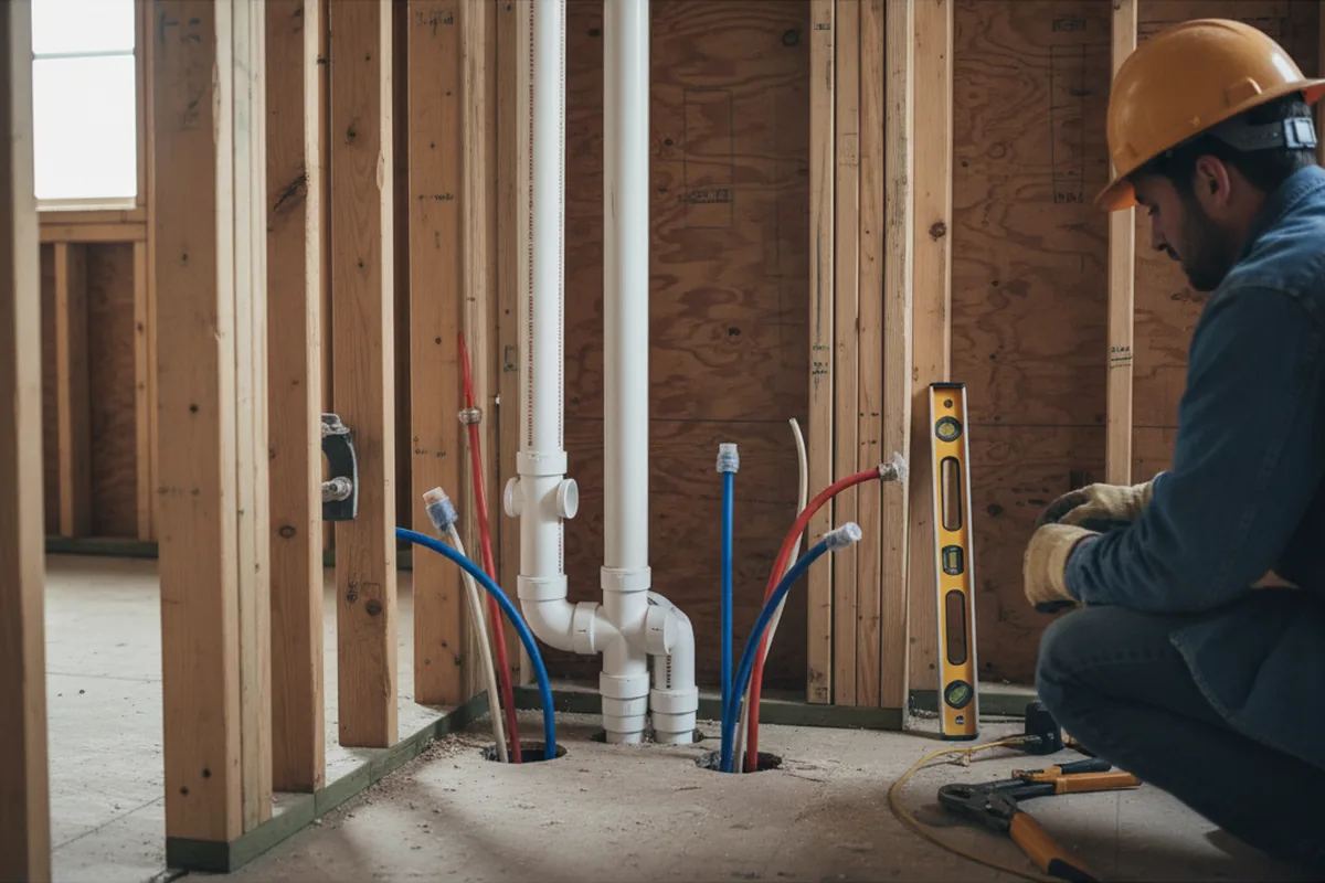 Drain and supply rough-in during Leak Detection in Equinunk