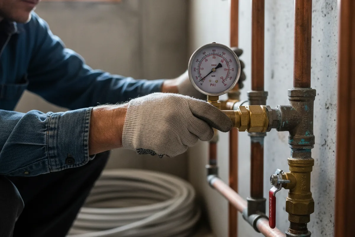 Pressure testing a repaired line during Water Line Repair in Equinunk